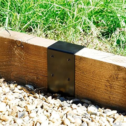 Indoor Outdoors 8x4 Timber Railway Sleeper Joining Plate Bracket for Connecting Planters, Flower Beds, Pathway and Driveway Edging - Powder Coated (Matte Black) Cover