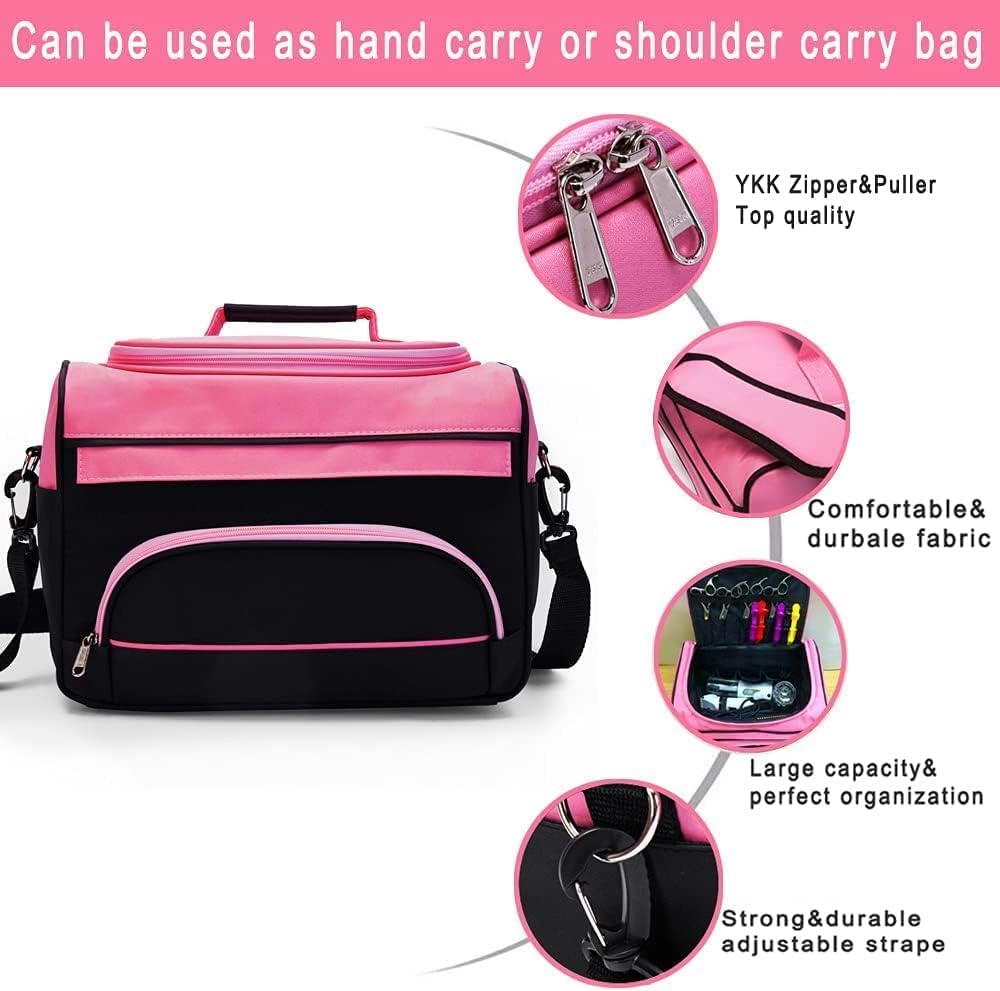 Hairstylist Traveling Bag Hairdresser Large Capacity Storage Barber Carrying Case with Adjustable Shoulder Strap Professional Barber Cosmetology Bag Supplies for Hair Stylist,Barber,Beauty Salon Tools