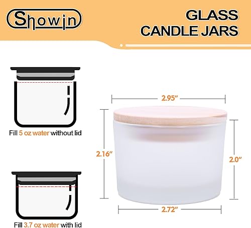 Miniatura 7 de SHOWIN Tarros de vela gruesos de 7 onzas para hacer velas, 20 unidades, tarros vacíos transparentes con tapas de madera para tarros de especias,