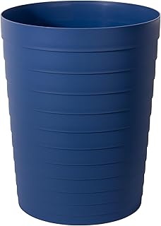 UUJOLY Small Bathroom Trash Can Wastebasket, Plastic Garbage Bin Container Basket for Bathrooms, Laundry Room, Kitchens, Offices, Kids Rooms, Dorms, Navy Blue, 1.8 Gallon