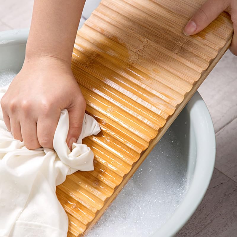 Grande planche à laver en bambou naturel pour laver les vêtements à la main