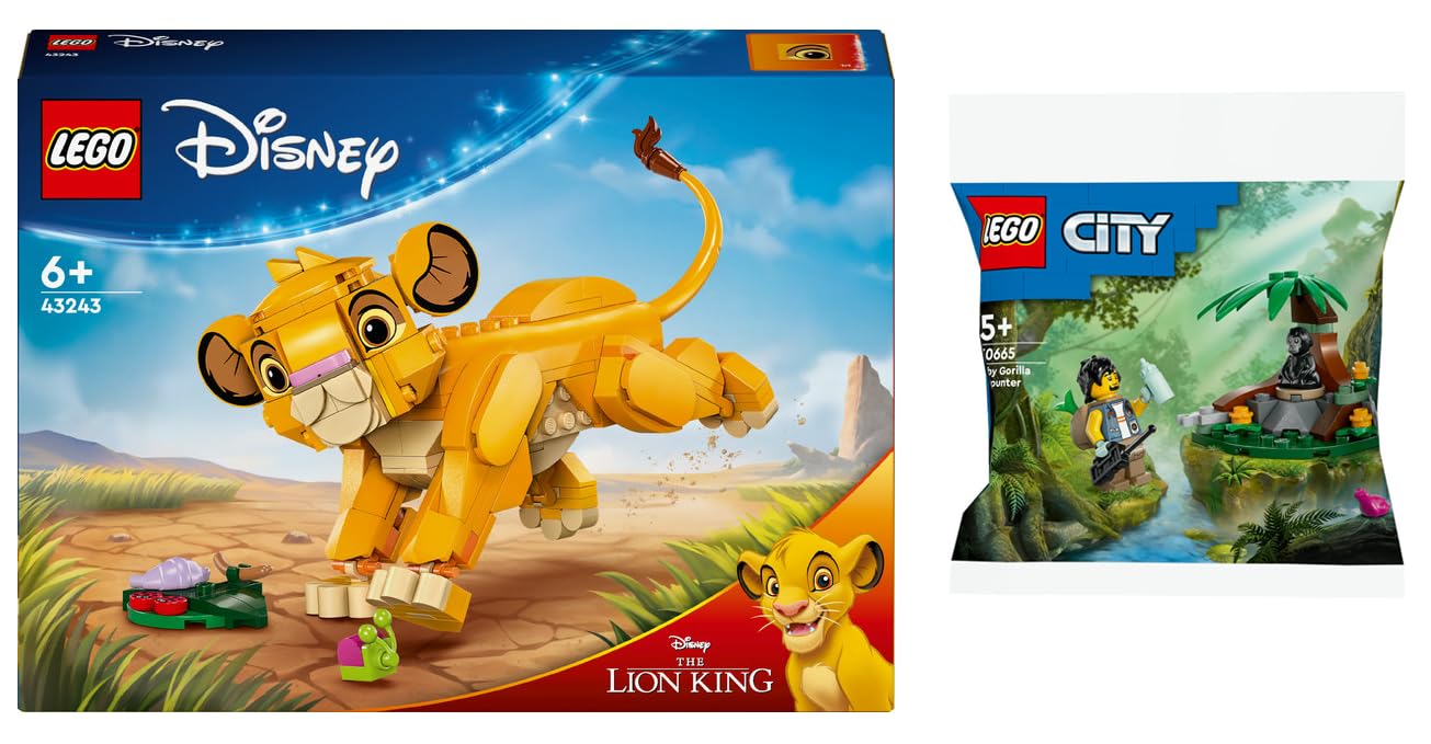 BRICKCOMPLETE Lego Set: 43243 Simba, the Lion Boy of the King & 30665 Jungle Explorer with Baby Gorilla