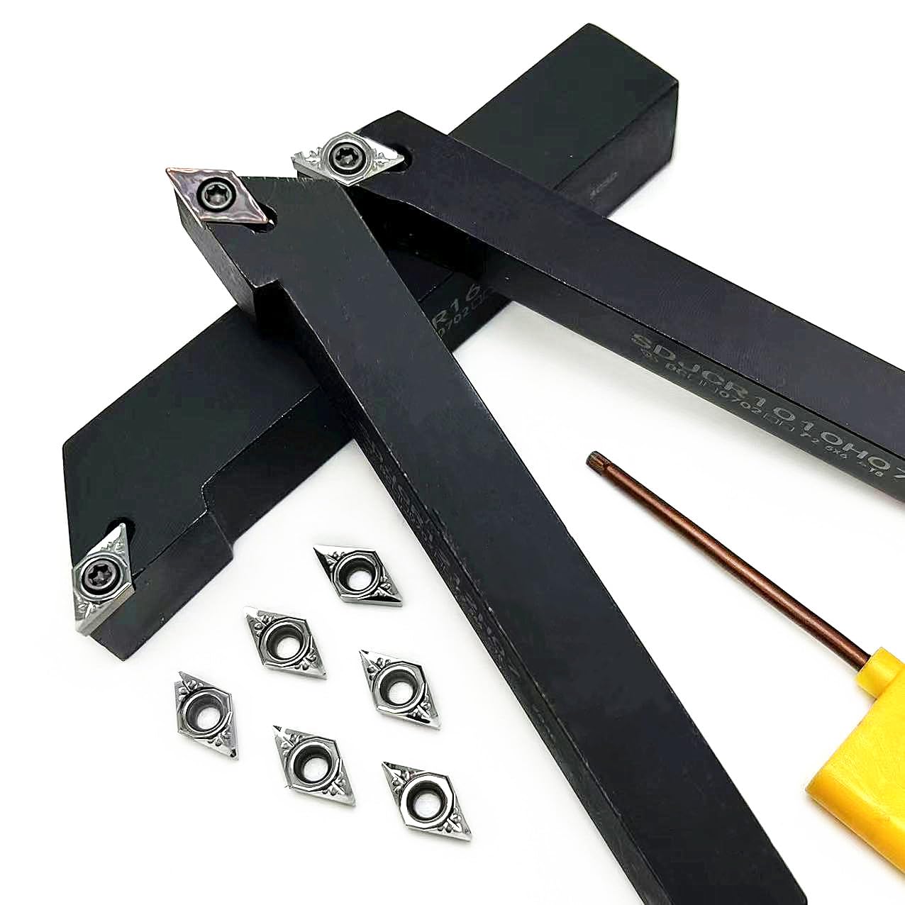 1 porte-outil de tournage en carbure indexable SDJCR1010H07 SDJCR1212H07 SDJCR1616H07 SDJCR2020K07 avec 10 inserts DCGT070204 pour rainurage de tournage (SDJCR1616H07) (SDJCR1616H07) H07)