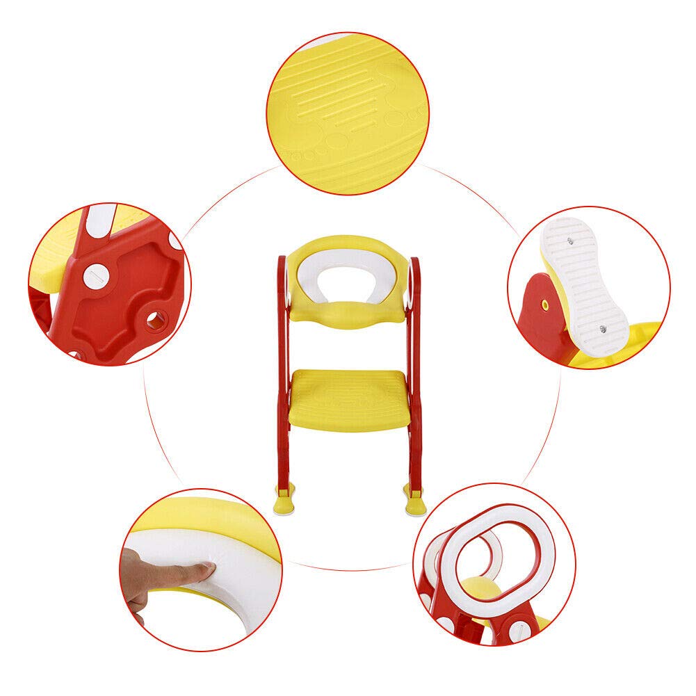 Techtest Toilet Potty Stand Foldable Seat with Ladder for Kids, Potty