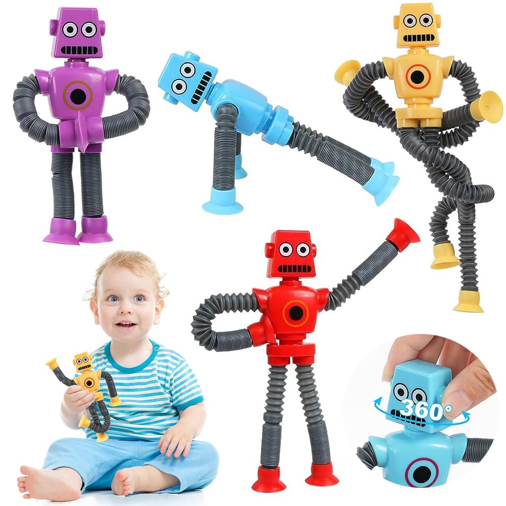 Jouet Extensible à Ventouse Avec Lumière LED – Robot Rétractable, Tube Télescopique Sensoriel, Pour Enfants, Cadeau D'anniversaire - 7