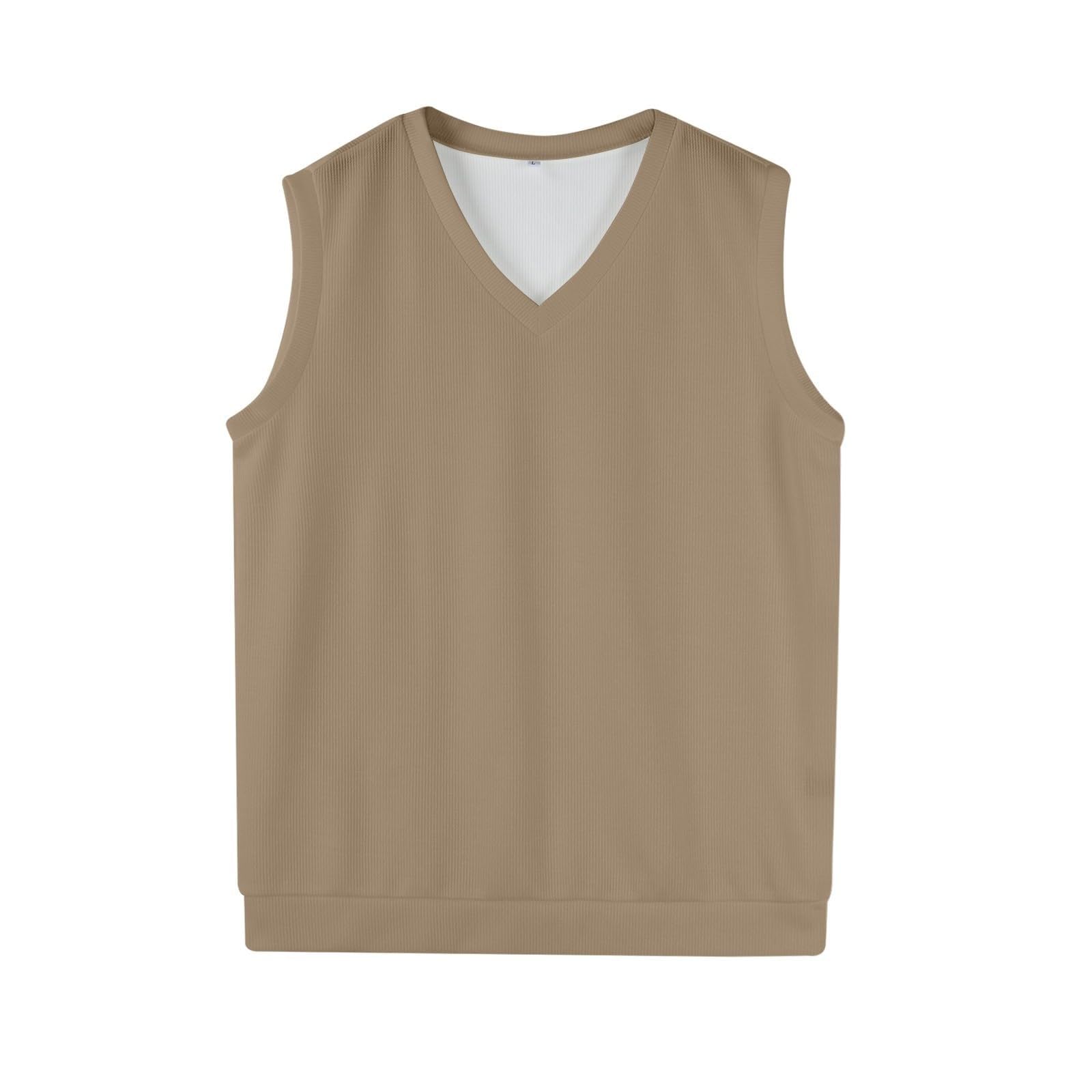 Generisch Pullunder Herren Ärmellose Strickweste V-Ausschnitt Strick Pullover Weste Winter Einfarbig Sleeveless Strickpullover für Männer Lässige Feinstrick Pulloverwestee für Klassische Gentleman