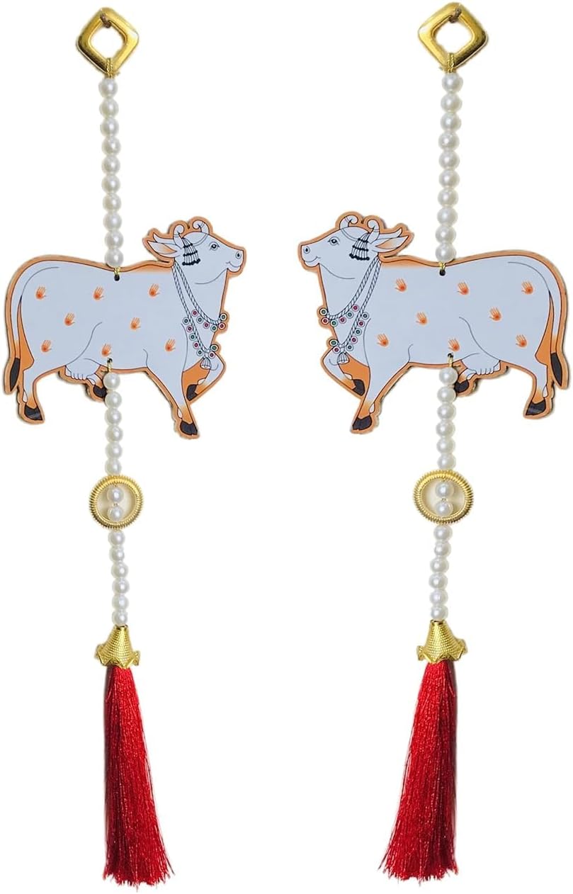 JVNX Handmade Fabric Toran Wall Hanging for Entrance Door | Decorative Latkan for Home & Festival Décor | Multicolor | Set of 2