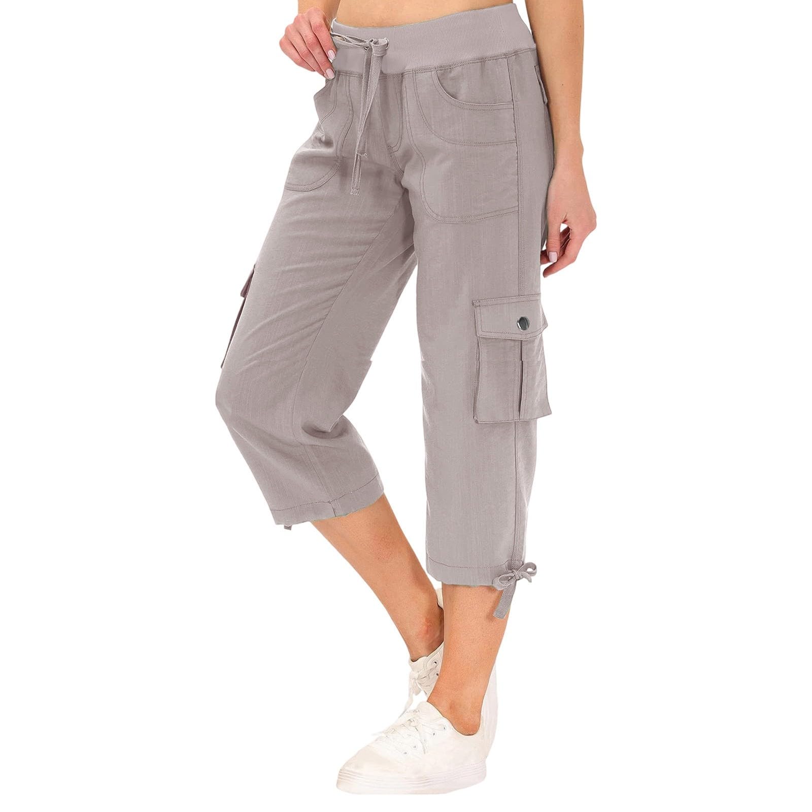 Pantalon cargo d'été léger pour éviter la chaleur avec style capri uni - 6