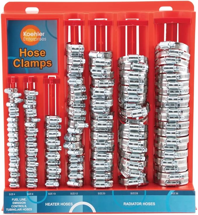 KEDIS220 220 Piece Hose Clamp Set in Mountable Rack , Red