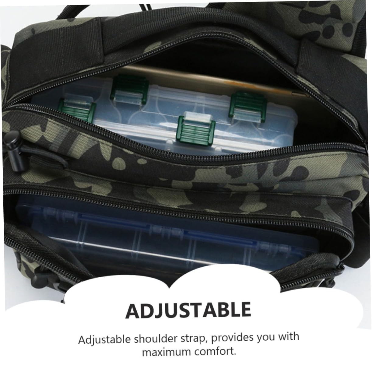 Borsa per Canne da Pesca in Nylon, Tracolla Regolabile, Compatta | Festa Estiva, Organizer Portatile per Lenze e Ganci, Pratico per Pesca, Poliestere e Nylon