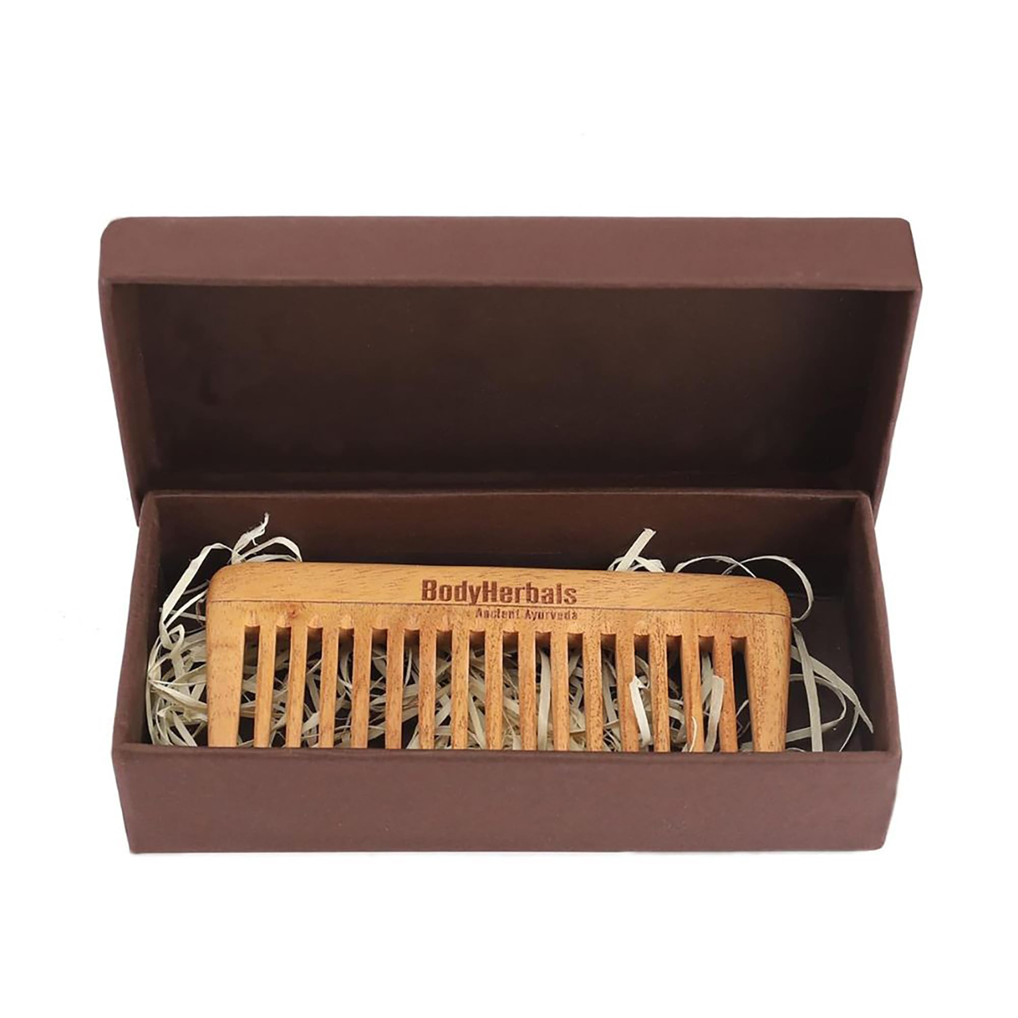 BodyHerbals Dressing Comb, Anti Static, Eco Friendly, Wide Tooth Travel Gift Sets, 100% Natural Neem Wood, Hand Made with Design (Cream)-image-6