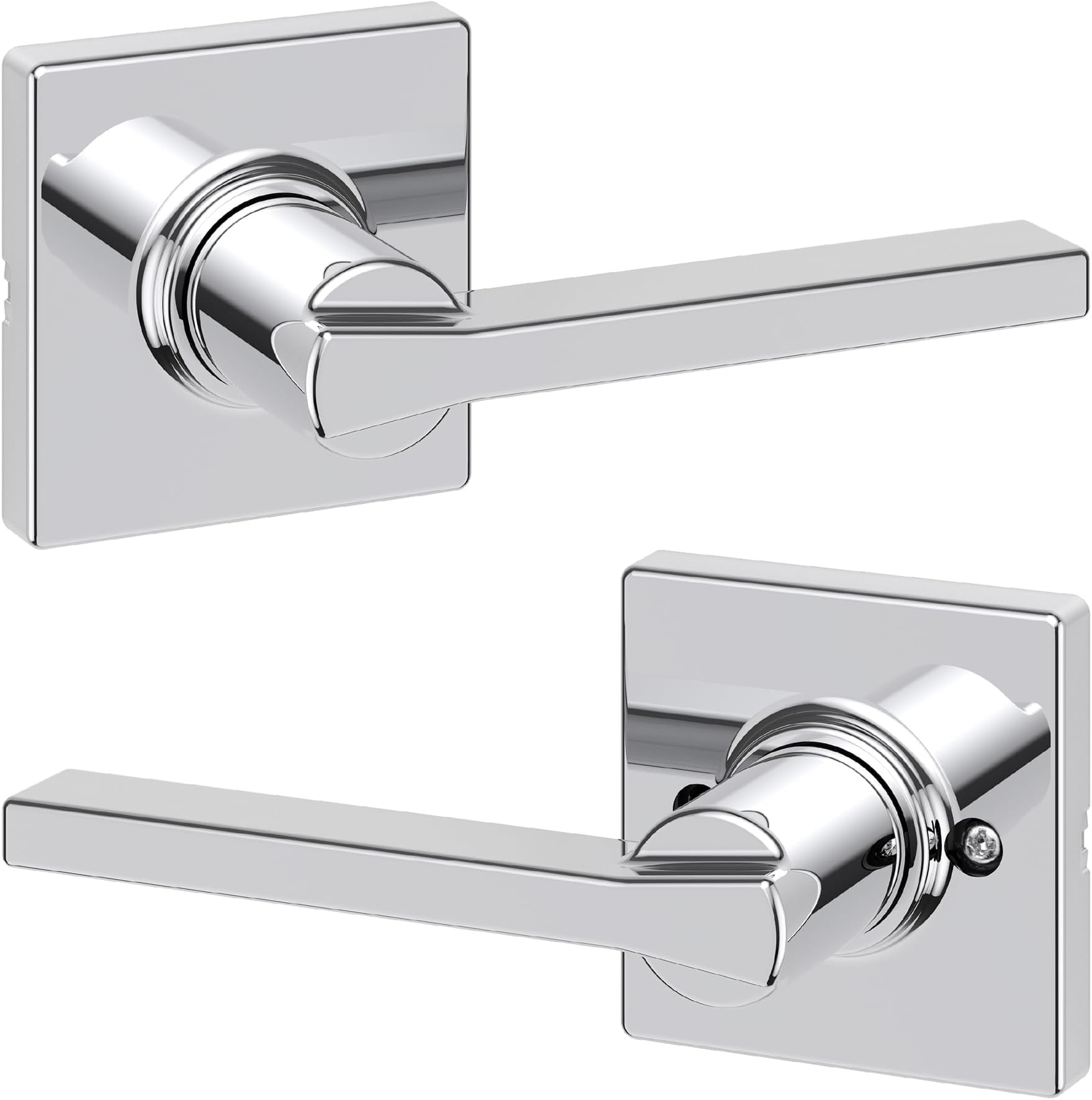 Kwikset Casey Interior Passage Door Handle, Lever for Closet and Hallway Doors, Reversible Non-Locking Handle Lever, Polished Chrome (Pack of 6)