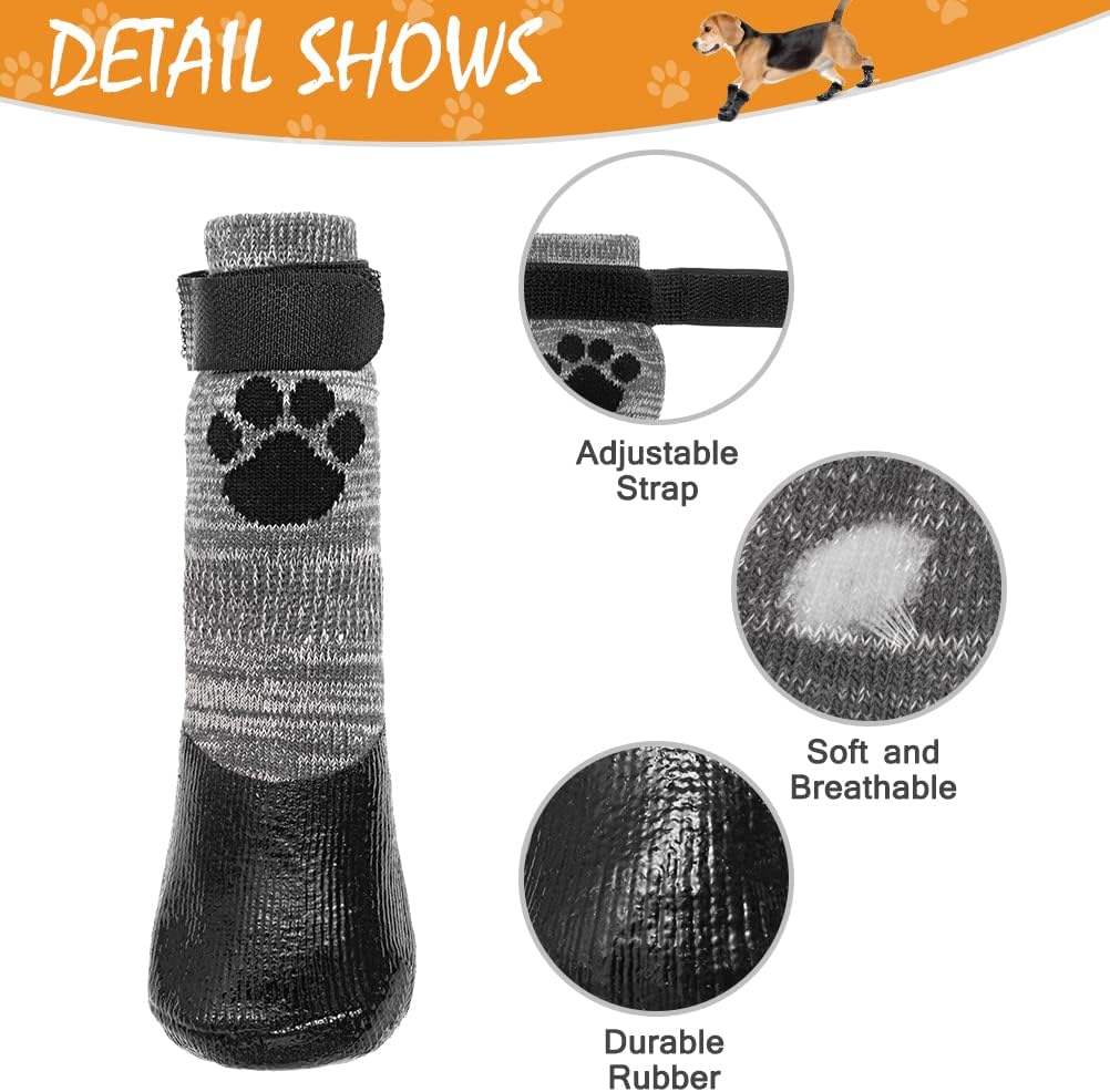 KOOLTAIL Anti Slip Dog Socks for Hot/Cold Pavement to Prevent Licking Paws,Booties for Hardwood Floors,Traction Rain Dog Boots&Paw Protectors Shoes with Grip for Outside Small Medium Large Senior Dogs - Image 5