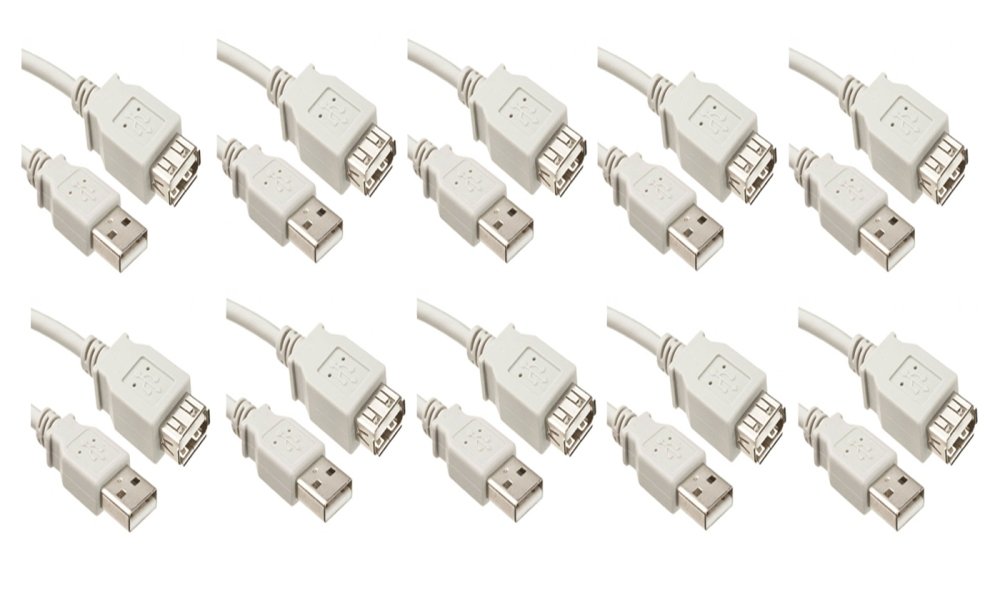 C&E CNE463679 Lot de 10 câbles d'extension USB 2.0 A mâle vers femelle A 4,6 m Blanc