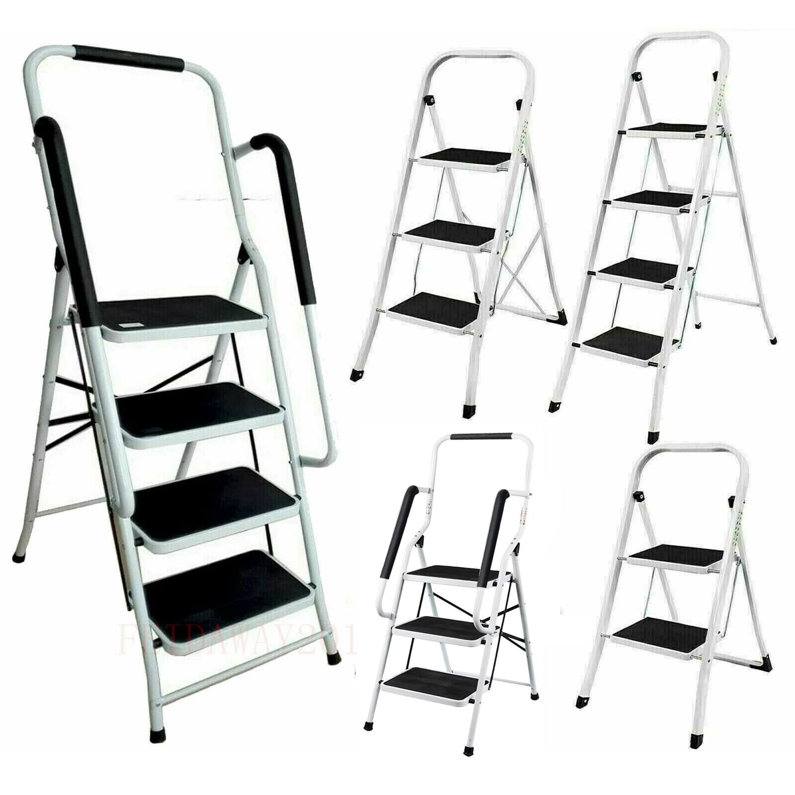Escabeau Pliable en Acier 3 Marches Portable et Léger Charge Max 150KG Pour Ménage, Bureau, Peinture et Décoratif