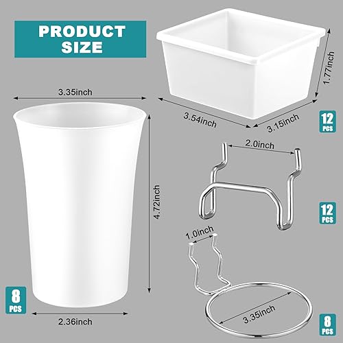 Miniatura 2 de Juego de 20 organizadores de tablero de clavijas, cubos de tablero de clavijas, vasos, ganchos y bucles, kit de sistema de organización de