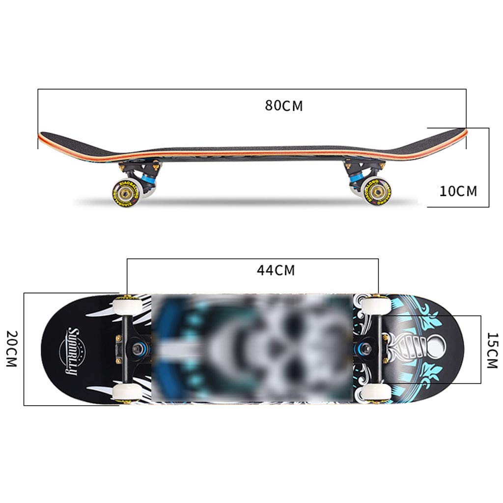 Skateboard Complet Planche à roulettes Planche à roulettes 9 couches Decks 31x8 pouces Pro Complete Skate Board Longboards en bois d'érable pour érable canadien Double Kick Concave Standard et Trick