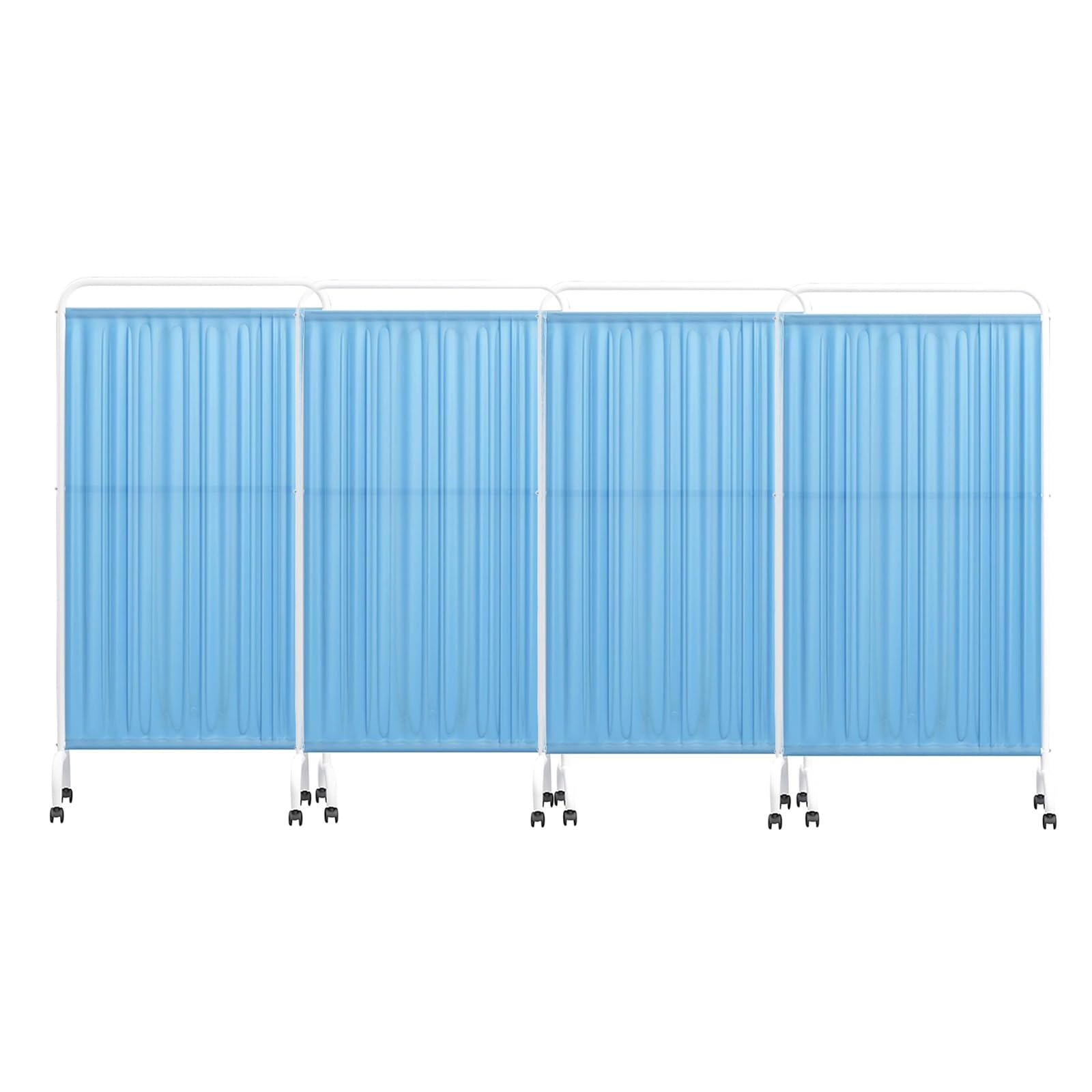 Divisori per Ambienti a 4 Pannelli, Paravento da Interno Portatile per Uso Medico, Separé per Interni con Ruote, Giunzioni Libere Adatte a Reparti e Cliniche Private(Blue)