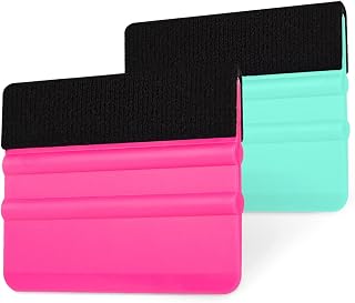 Squeegee for Vinyl - 2Pack Squeegee Tool for LYA Vinyl Craft Adhesive Vinyl - Vinyl Scraper for Vinyl Crafter & Car Film Wrap (Macaron Rose Pink & Marzipan Ocean Blue)