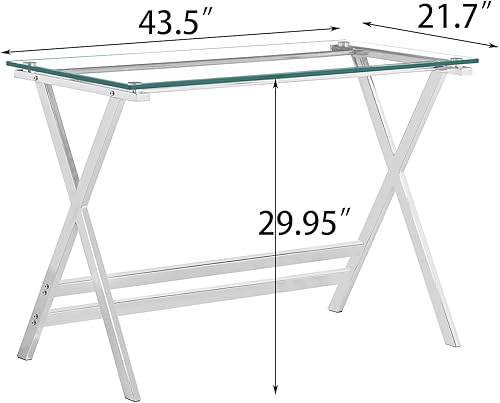 Miniatura 8 de Escritorio de vidrio para computadora, pequeño y moderno, escritorio para juegos, estudio y estación de trabajo para espacios pequeños 43.3 x 21.6 x