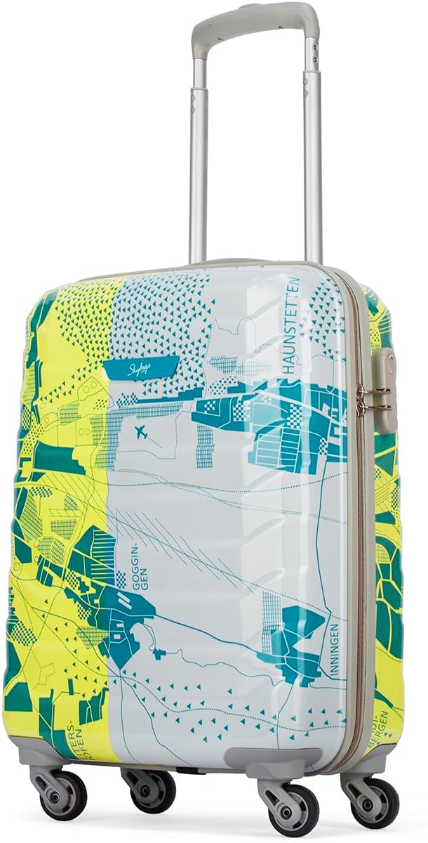 Skybags Cabin Acrylonitrile Butadiene Styrene (Abs) Trooper Hard Luggage (55Cm) | Luggage Trolley with 4 Spinner Wheels and Resettable Combination Lock | Lime Green Small