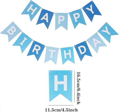 Miniatura 2 de Decoración de pancarta azul degradado de feliz cumpleaños, suministros para fiestas