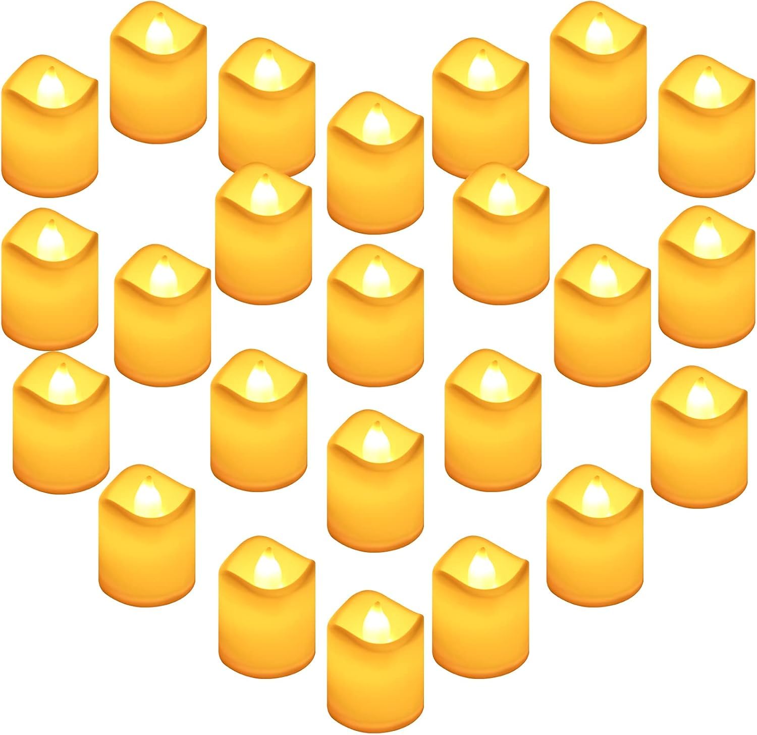 Teynewer LED Tea Light Candles - 24 Pack Realistic Battery Operated Flameless Candles in Warm White for Weddings, Birthdays, Festivals & Halloween Decorations