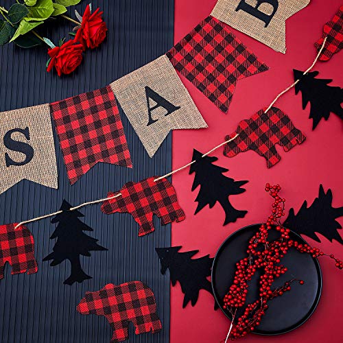 Boao 3 Pcs Lumberjack Birthday Party Banner Lumberjack Theme Christmas Baby Shower Decor It's a Boy Banner Camping Bear Garland Buffalo Plaid Woodland D for Hunting Party Backdrop Supplies by Boao - Used condition - Image 3