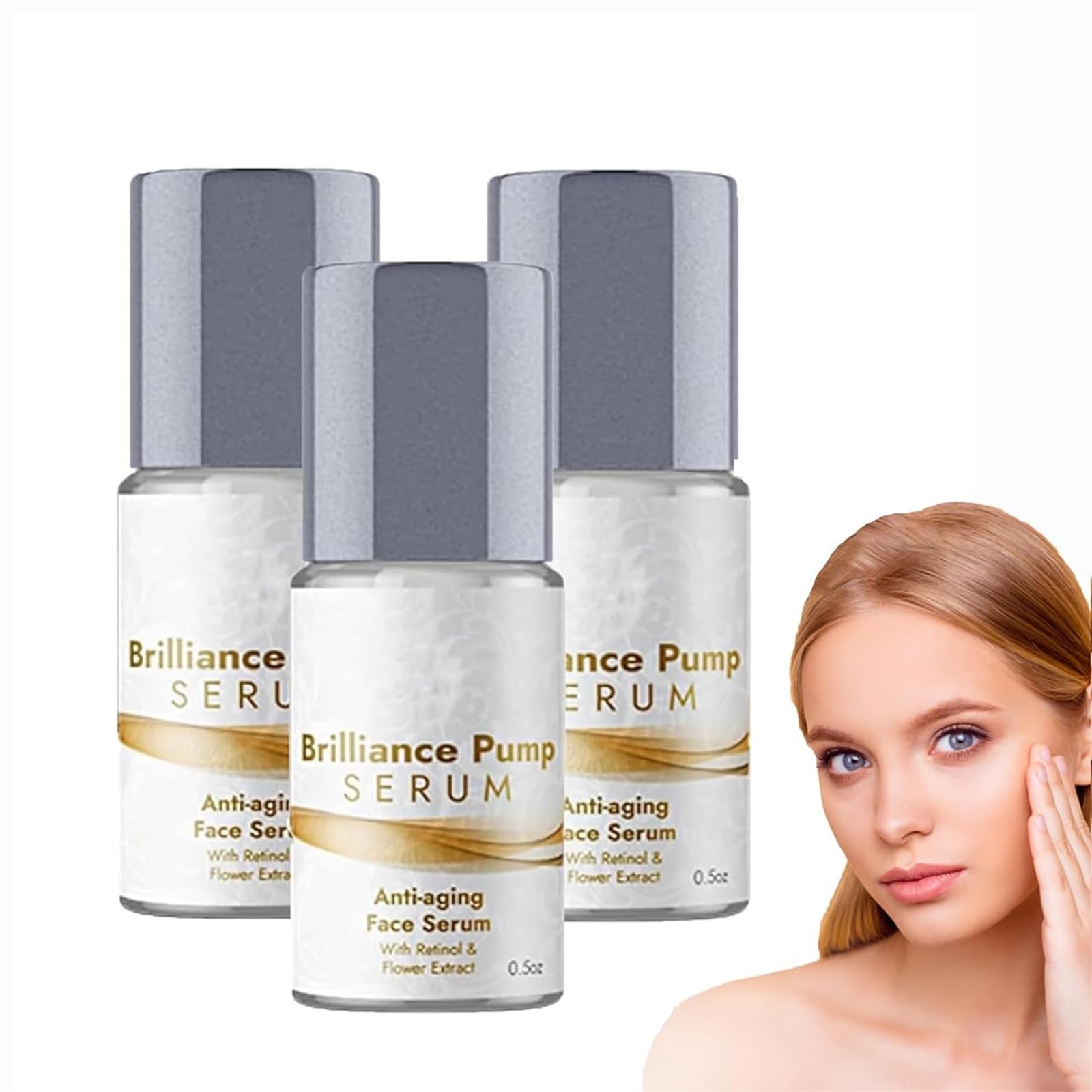 Brilliance Pump Anti Aging Serum Retinol Collagen Moisturizer Serum Age Defying Eye Serum Advanced Brightening Facial Serum for All Skin Types