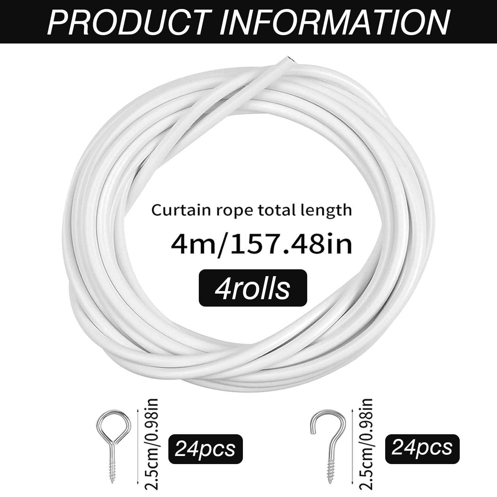 Système De Corde, 4 X 4 M, Rail De Rideau Sans Perçage, Avec