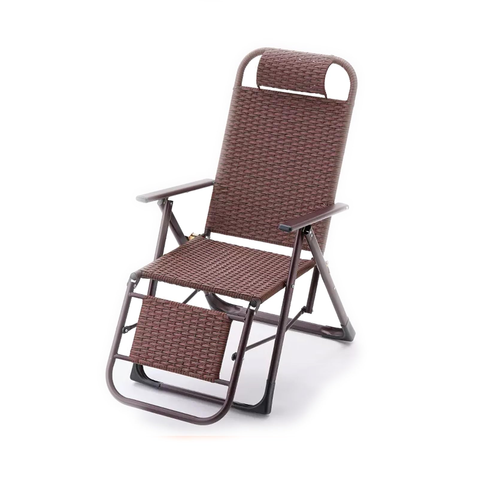 Ratán Tumbona Playa Plegable Ligera,tumbonas Jardin Exterior,silla Gravedad Cero Tumbona De Relax,Portátil Tumbonas Con Reposabrazos, Respaldo Ajustable,respirable,ahorra Espacio. ( Color : Brown )