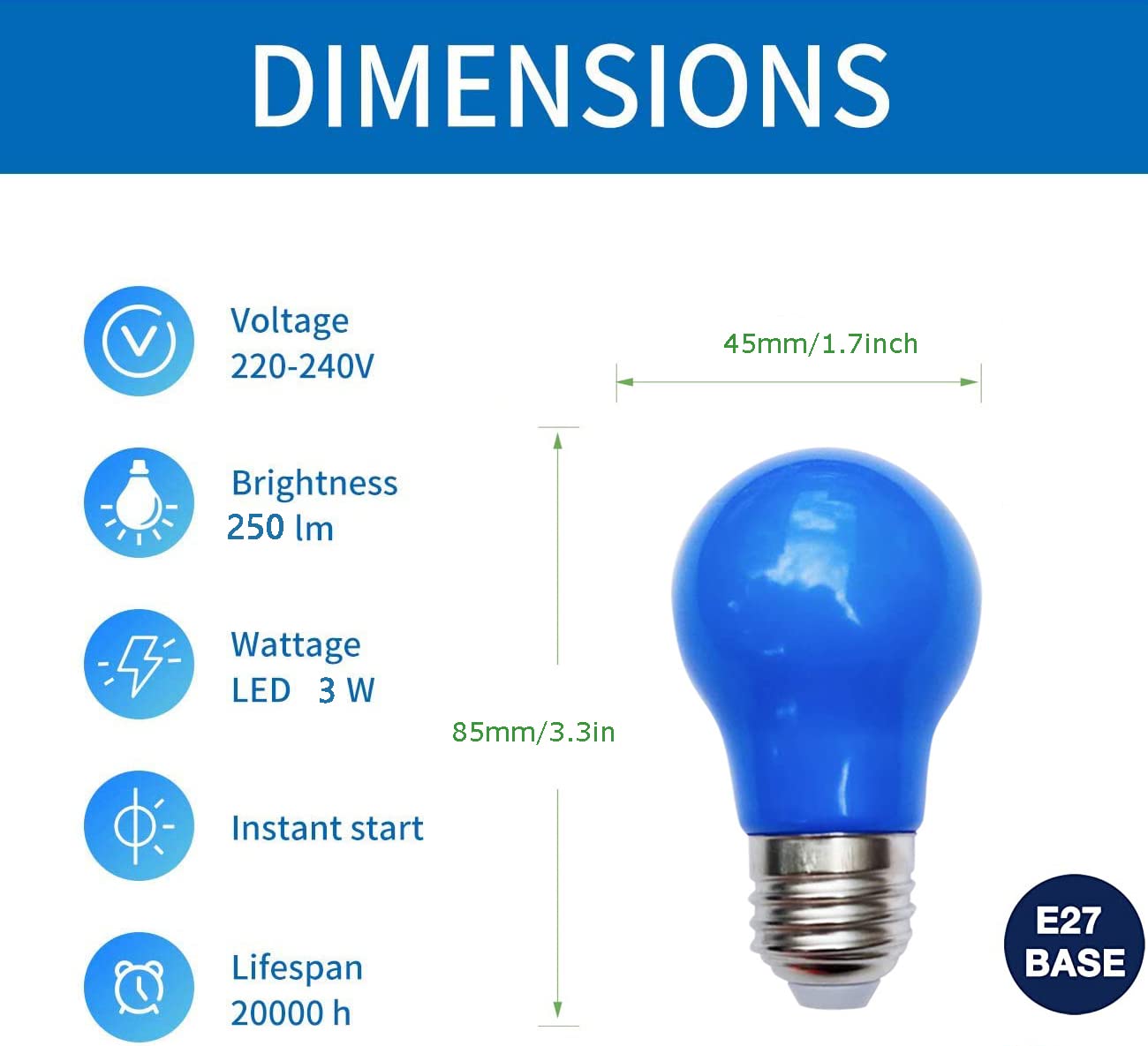 Lot De 20 Ampoules LED Colorées 3 W E27 A50 Avec Capuchon à Vis Rouge