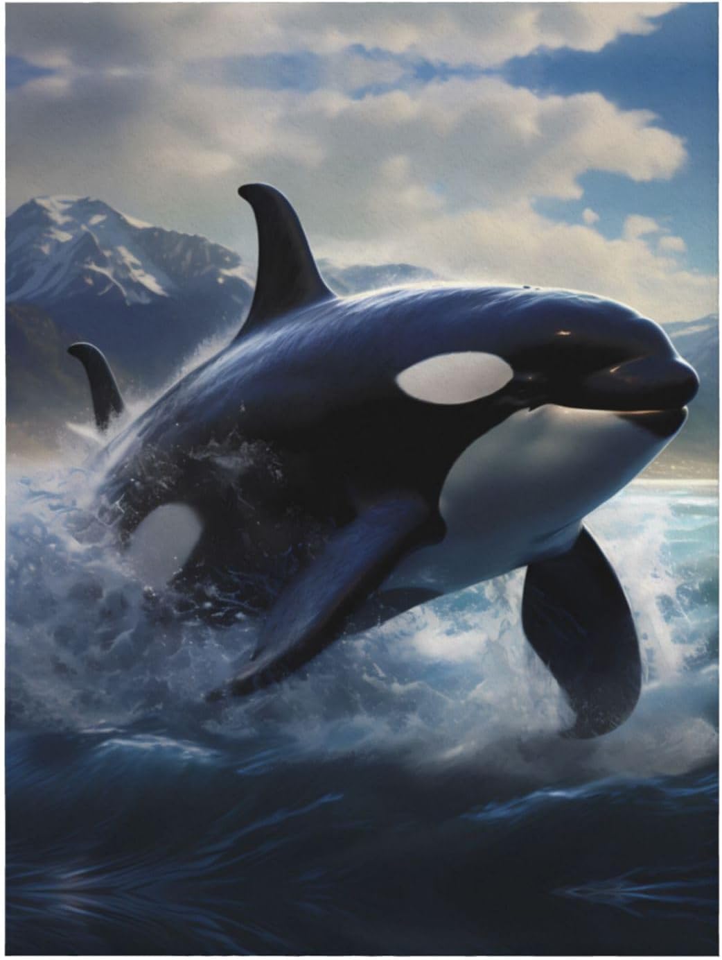 Orca Killer Whale Pattern Super Soft Blanket 80"x60" Throw Lightweight Warm Durable Suitable for Bed Sofa