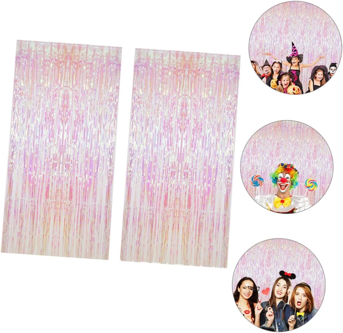 Luxshiny 2sets Rainbow Tinsel Backdrop Curtains for Birthday Parties Wide High Lightweight Streamers for Festive Decoration and Photo Booth Fun