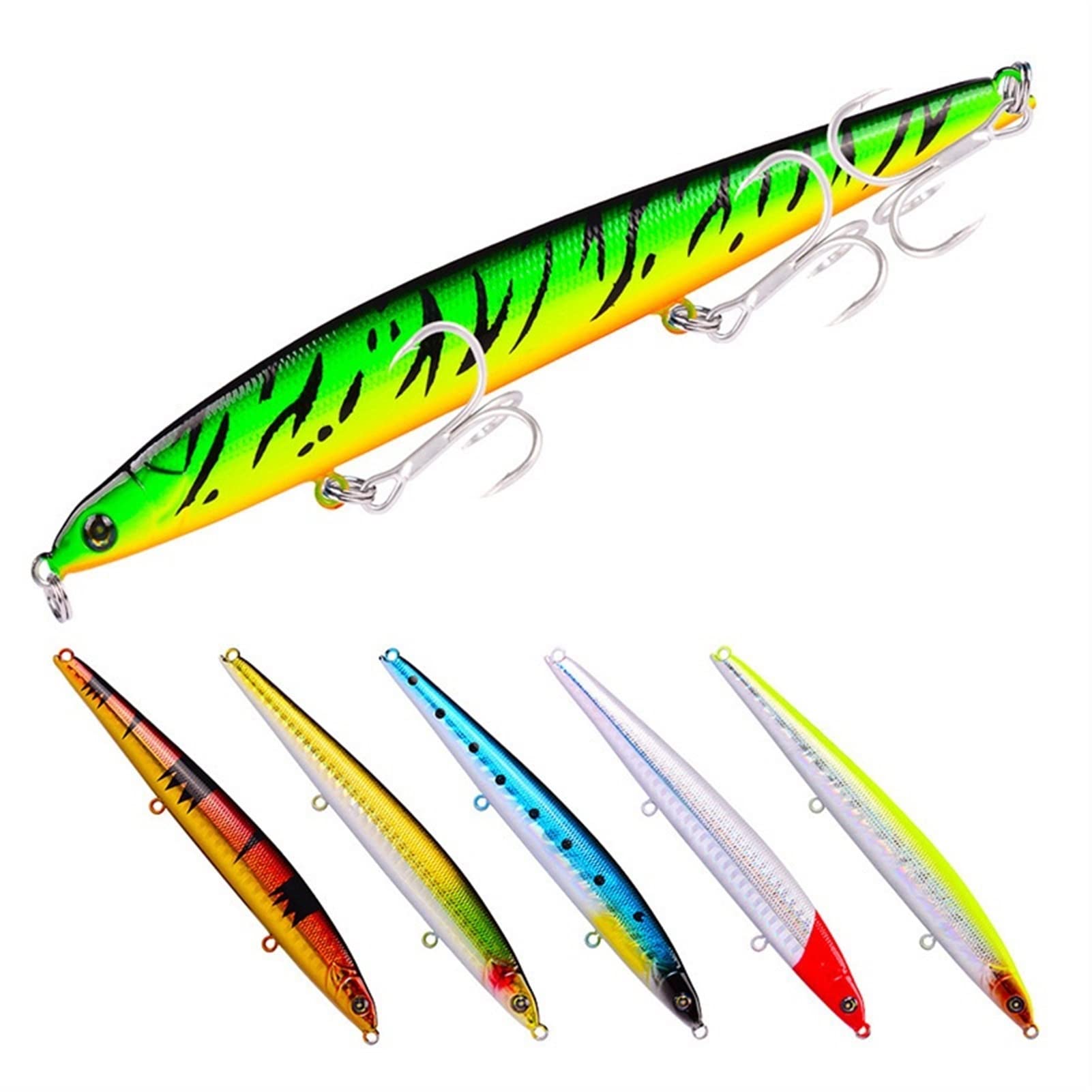 10 Stück 128mm 21,5g Bass-Bleistift-Köder mit Diskanthaken Sinkende bionische Schwimmköder Köder für Barschfischen Kunststoff naturgetreuer Harter Köder Popper-Köder für Angelbegeisterte