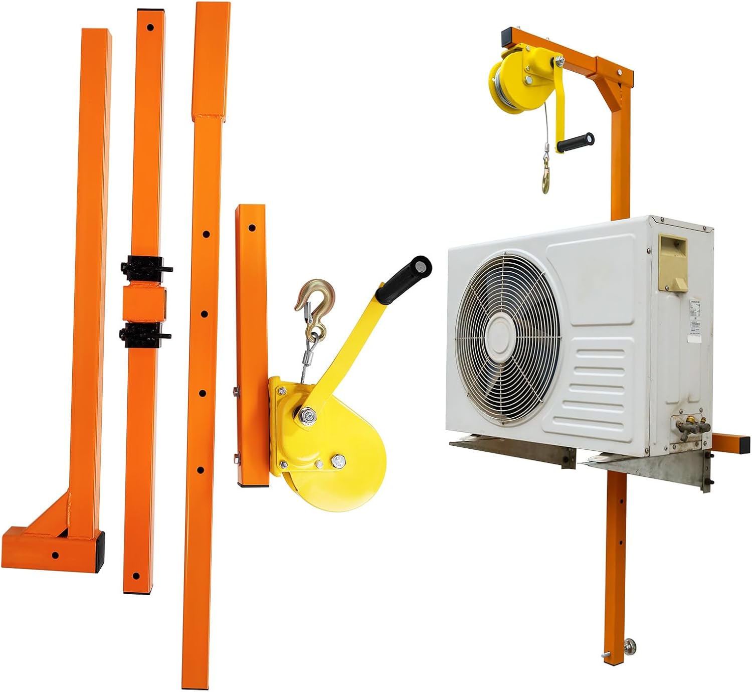 Vohala Air Conditioner Outside Lifting Crane, 60ft Lifting Range, 500 LBS Air Conditioner Lifting Tool, Crane Bracket for Installation of Outdoor Air Conditioner with 1200 LBS Winch