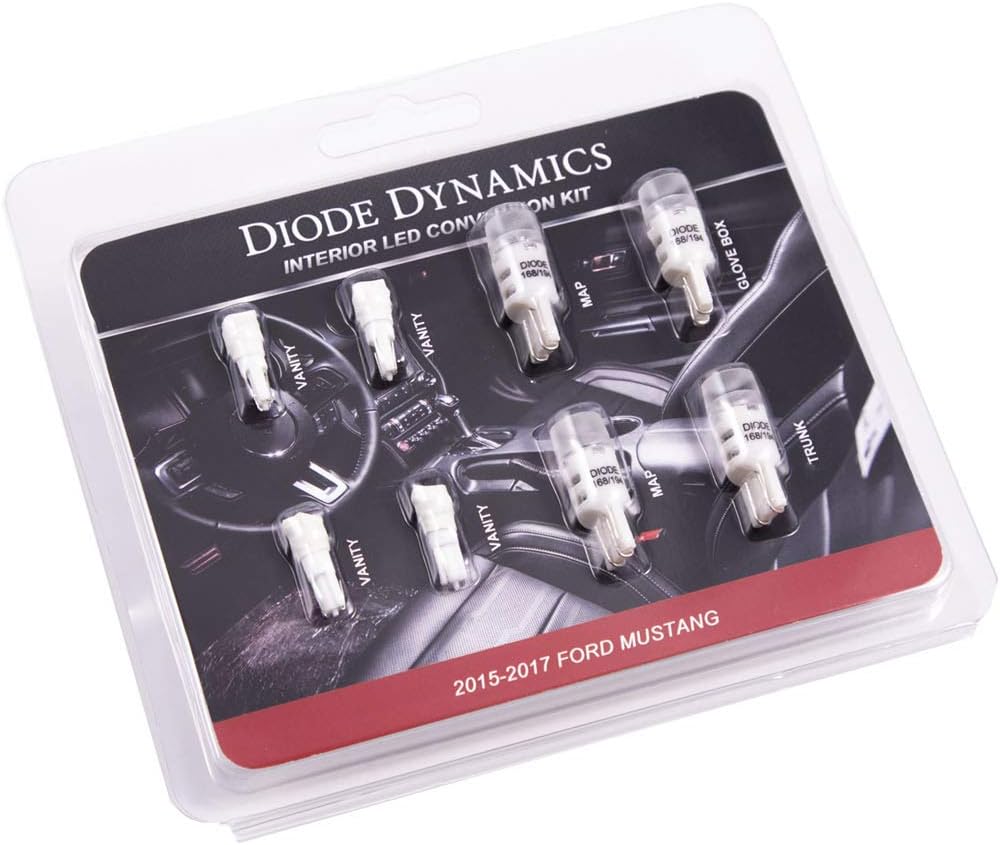 Diode Dynamics Cool White LED interior bulb pack compatible with Ford Mustang 2015-2017, Stage 1
