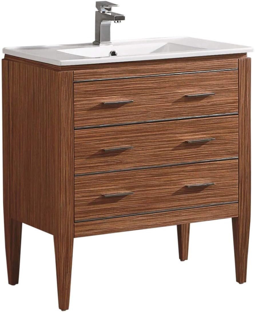 Fine Fixtures IR24ZE Ironwood Vanity With Vitreous China Sink, Red Zebra, 24", Red Zebra
