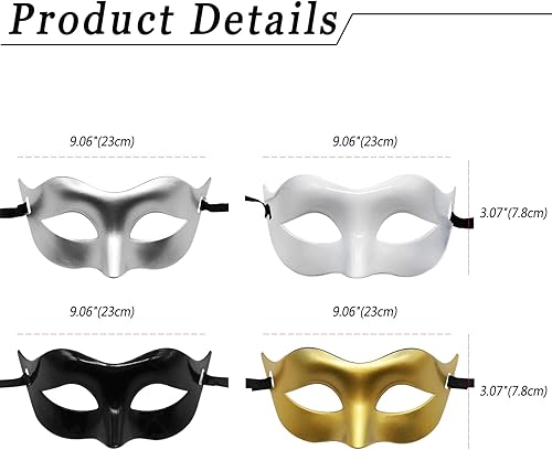 Miniatura 6 de Udebohe Unisex Masquerade Masks Half Face Costume Mask Set for Women Men Halloween Mardi Gras Cosplay Cocktail Party
