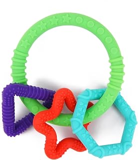 Baby Teething Toys,Silicone Bracelet Teether,Soft Teething Ring with 3 Teethers,Food-Grade Baby Chew Toy Massage Gums,Great Gifts for Babies