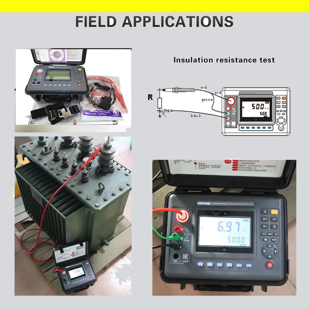 15KV High Voltage Insulation Resistance Tester with 0.01MΩ-50TΩ Resistance 10nF-50uF Capacitance 1000V DC Voltage USB Interface