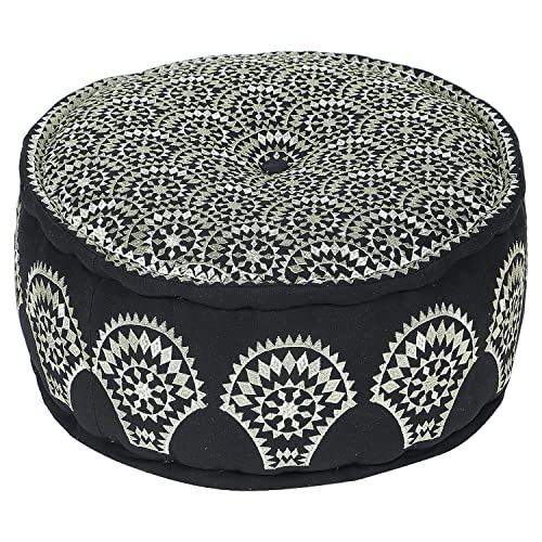 MARRAKESCH Pouf Hocker aus Baumwolle Amaya Inklusive Füllung ø 50cm Rund Bodenkissen als Orientalische Dekoration