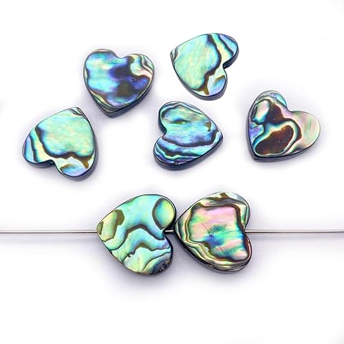 Miniatura 1 de 20 cuentas de corazón con cuentas de concha de abulón natural, cuentas planas sueltas de abulón, cuentas para hacer joyas