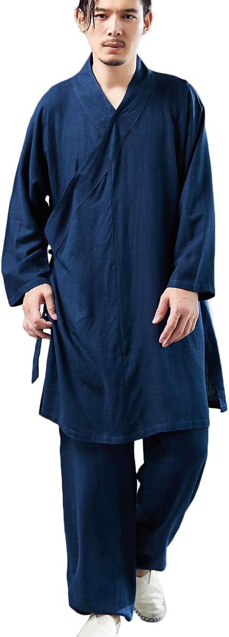 Men's Cotton Linen Hanfu Suit Monk Uniforms Kungfu Clothes Martial Arts Clothing Tai Chi Training Suit