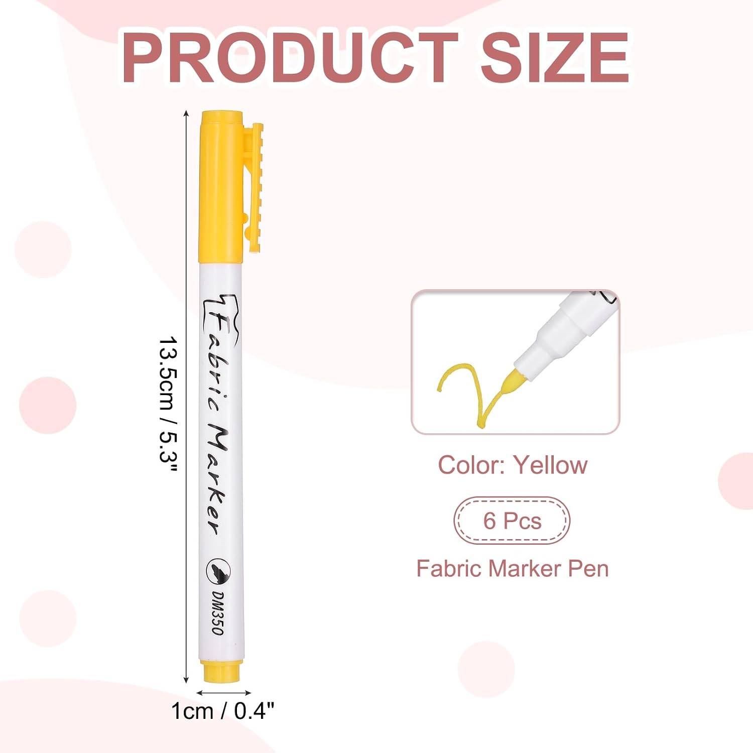 PATIKIL Fabric Marker Pen, 6Pcs Permanent Markers on Plastic Wood Stone Metal and Glass Washable DIY Crafts Art Supplies for Clothes Drawing Cover Writing Marking, Yellow
