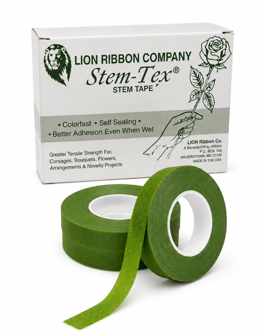 Generico Guttaperca Verde Professionale 26 mm x 27,43 m (90 piedi) – Nastro Floreale Autosigillante per Composizioni e Fiori - Set 2Pz