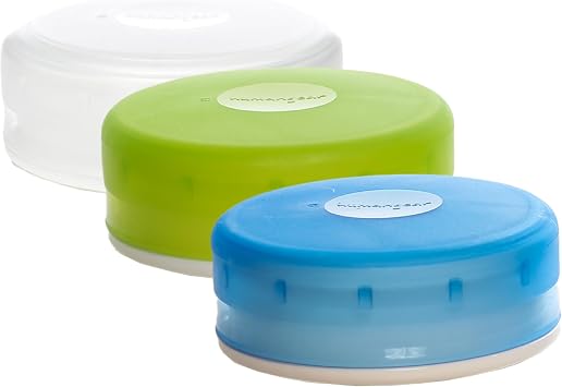 humangear GoTubb Storage Containers for Snacks, Small Essentials and Travel Gear, Made from Food-Safe Materials, Clear/Green/Blue, Medium 3-pack