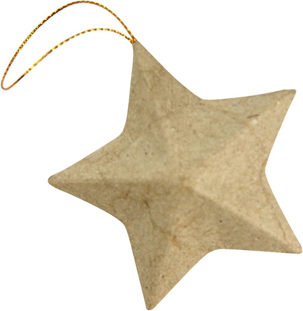 décopatch Mache Star to Hang, 3 x 8 x 8 cm, Brown, 5 Pack