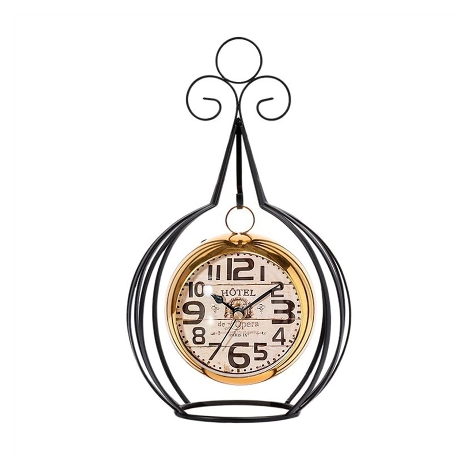 E7v2T9k6 Countertop Nordic Light Luxury Iron Clock Creative Craft Bedroom Living Room Decoration Silent Mantlepiece Clock