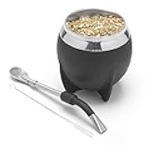 BALIBETOV Yerba Mate Cup And Bombilla Set, Includes Stainless steel Yerba Mate Gourd, Premium Bombilla Mate and Cleaning Brush (Black)